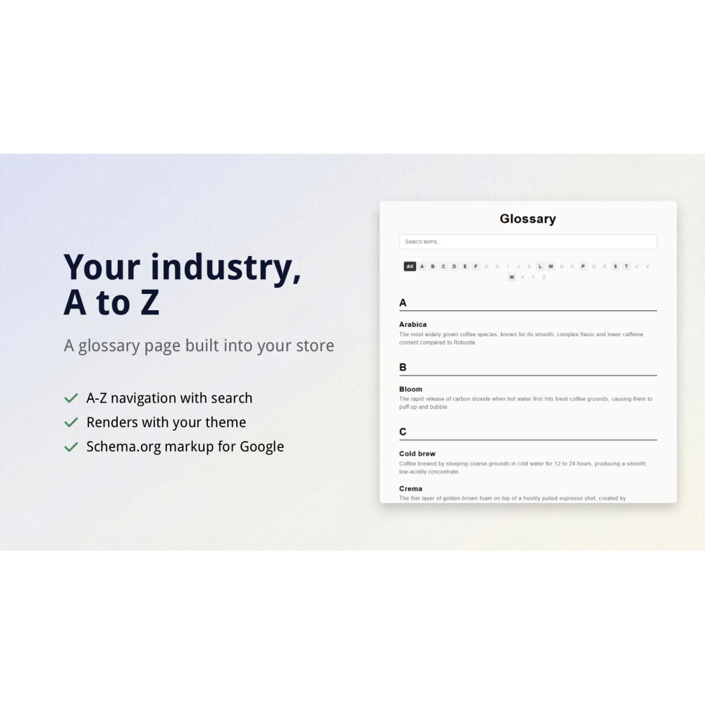 Super Glossary: Build an SEO Glossary for Shopify