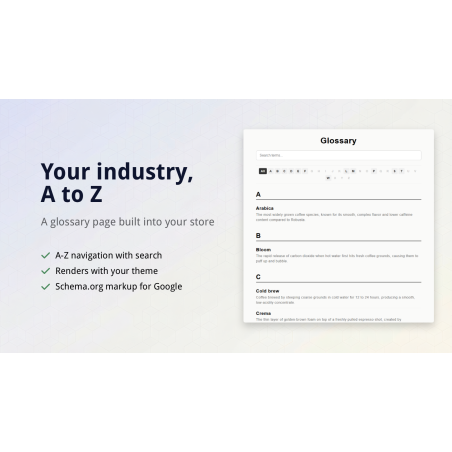 Super Glossary : Créez un Glossaire SEO pour Shopify