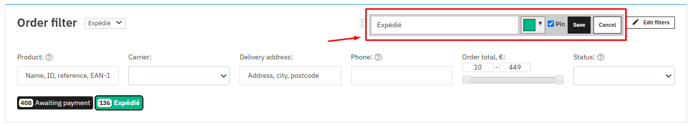 Documentation Better Order Filter pour PrestaShop