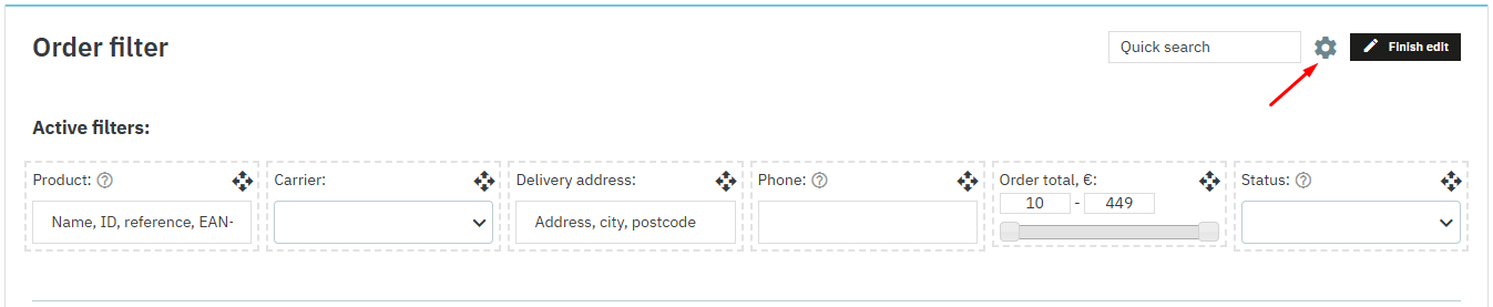El botón de configuración