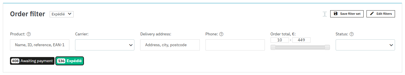 Documentation Better Order Filter pour PrestaShop