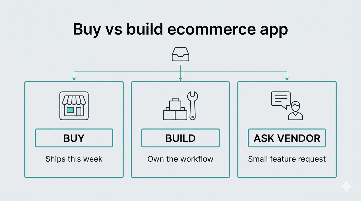 Decisión de comprar vs desarrollar app ecommerce: comprar, desarrollar o pedir al vendedor