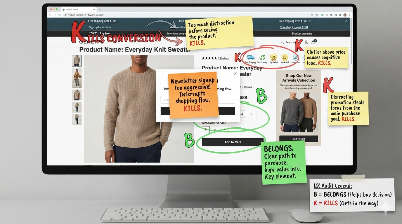 Belongs kills audit marking what should be on a product page