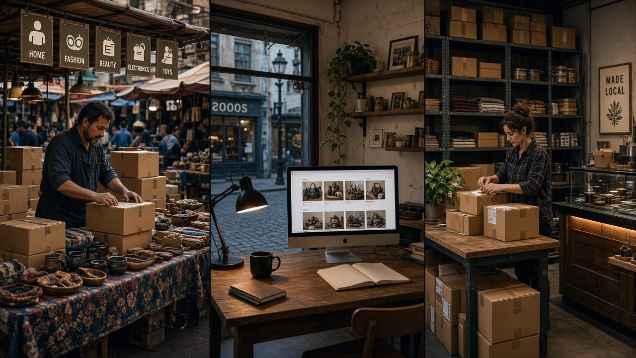 Trois modèles d'entreprise en ligne honnêtes : marketplace uniquement, boutique en propre, et boutique qui liste aussi