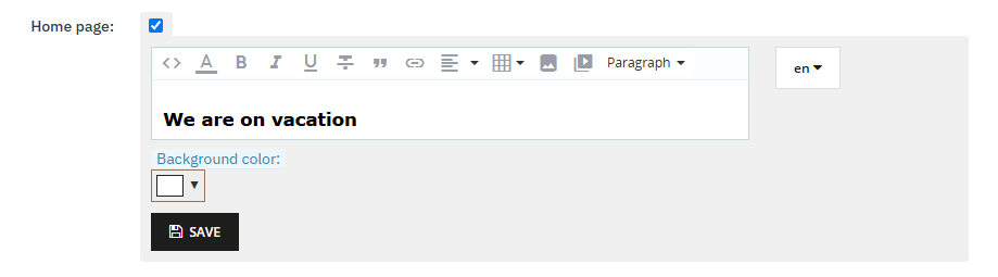 Vacation Mode notice position on PrestaShop homepage